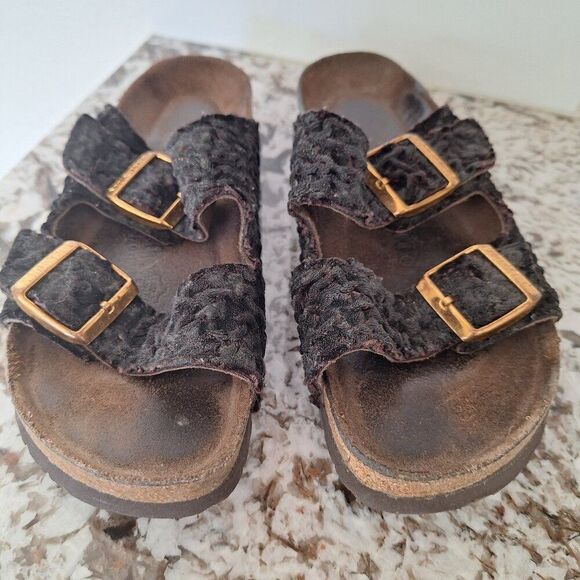 Birkenstock big buckle leather felt‎ sandals size 38 - Picture 1 of 8